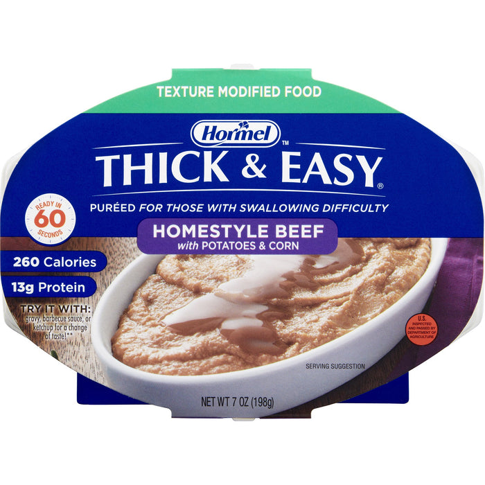 Hormel Food Sales-60747 Puree Thick & Easy Purees 7 oz. Tray Beef with Potatoes / Corn Flavor Ready to Use Puree Consistency