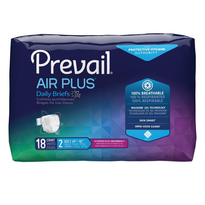 First Quality-PVBNG-013CA Unisex Adult Incontinence Brief Prevail Air Plus Size 2 Disposable Heavy Absorbency