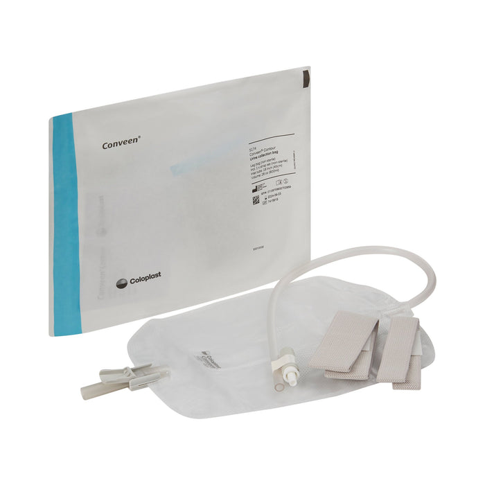 Coloplast-5174 Urinary Leg Bag Conveen Security+ Anti-Reflux Valve Sterile 800 mL Polyethylene / Flocked