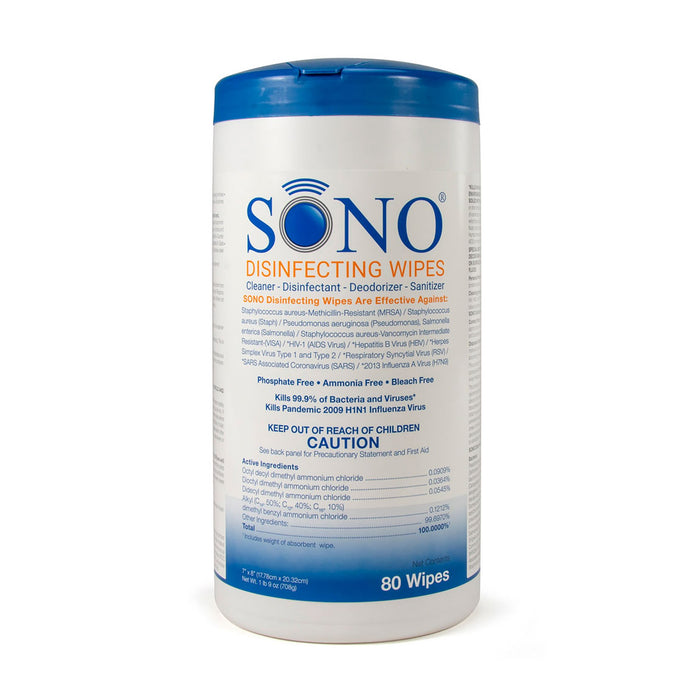 Advanced Ultrasound Solutions-SONO4032 Sono Surface Disinfectant Cleaner Premoistened Manual Pull Wipe 80 Count Canister Scented NonSterile