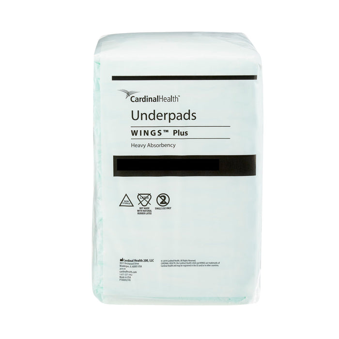 Cardinal-968 Underpad Wings Plus 36 X 36 Inch Disposable Fluff / Polymer Heavy Absorbency