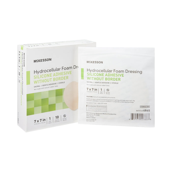McKesson-4865 Silicone Foam Dressing 7 X 7 Inch Sacral Silicone Gel Adhesive without Border Sterile