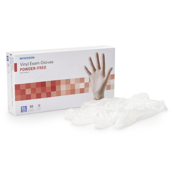McKesson-14-170 Exam Glove Confiderm X-Large NonSterile Vinyl Standard Cuff Length Smooth Clear Not Chemo Approved