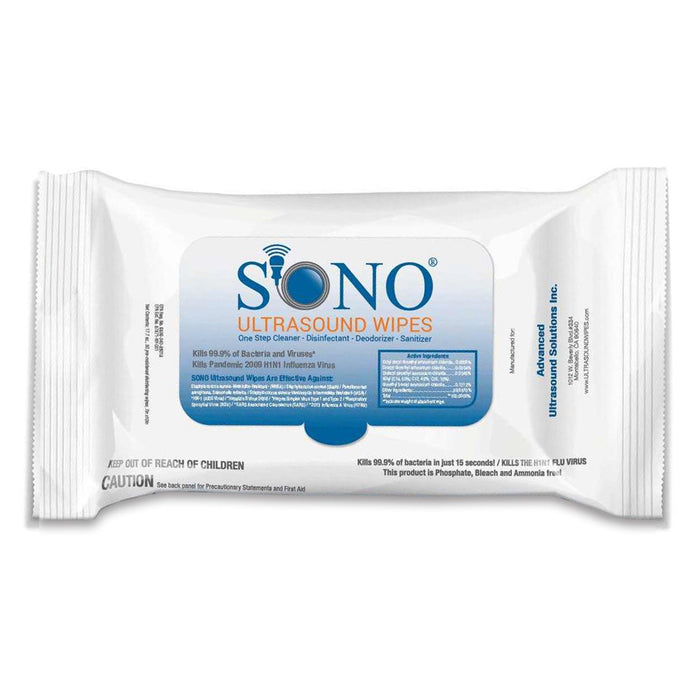 Advanced Ultrasound Solutions-SONO4018 Sono Surface Disinfectant Cleaner Premoistened Manual Pull Wipe 50 Count Soft Pack Scented NonSterile