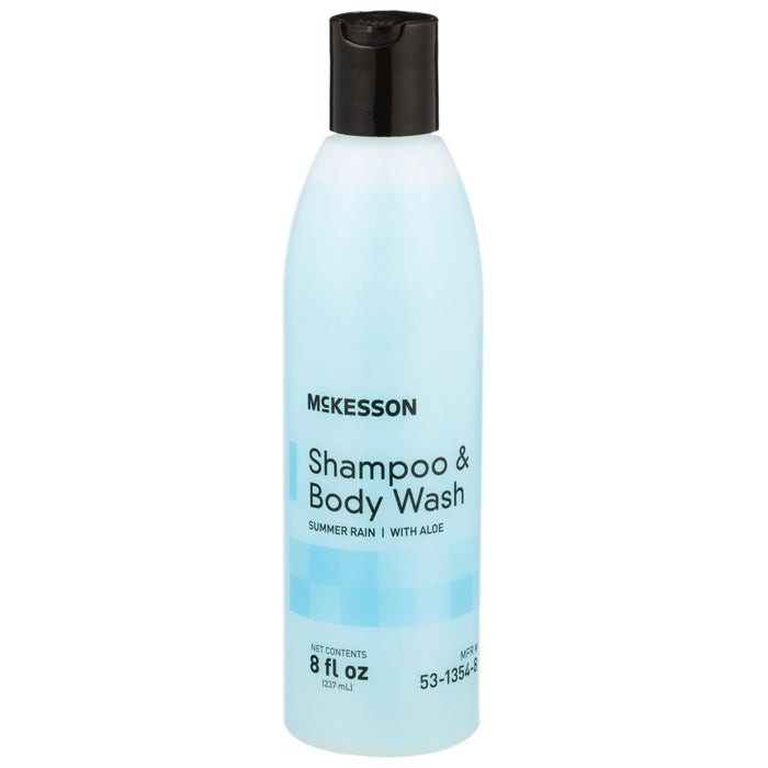 McKesson-53-1354-8 Shampoo and Body Wash 8 oz. Flip Top Bottle Summer Rain Scent