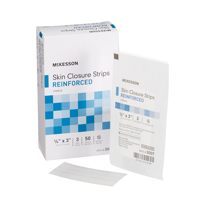 McKesson-3007 Skin Closure Strip 1/4 X 3 Inch Nonwoven Material Reinforced Strip White