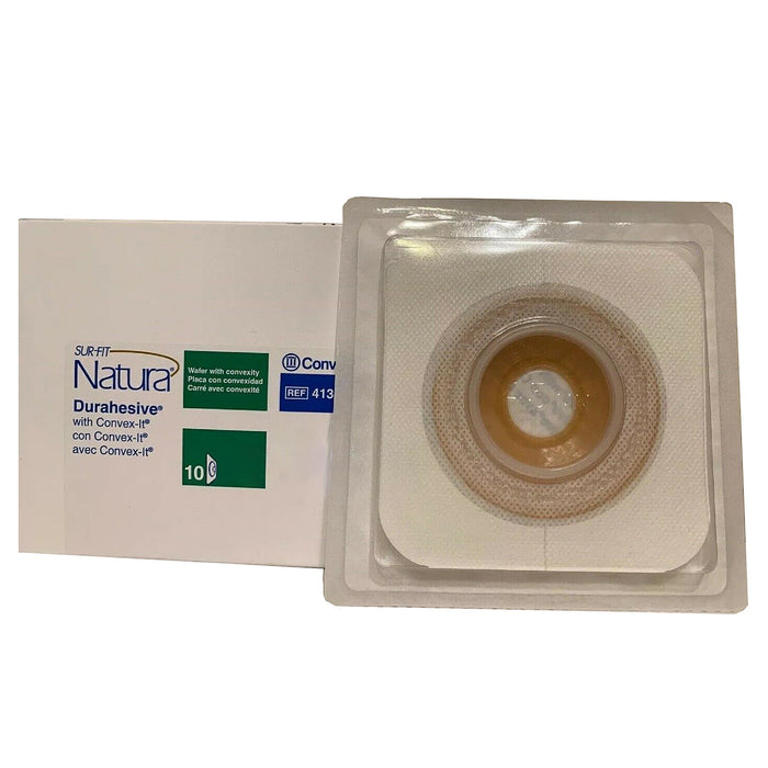 ConvaTec-413180 Ostomy Barrier Sur-Fit Natura Precut, Extended Wear Durahesive White Tape 45 mm Flange SUR-FIT Natura System Hydrocolloid 7/8 Inch Opening 4-1/2 X 4-1/2 Inch