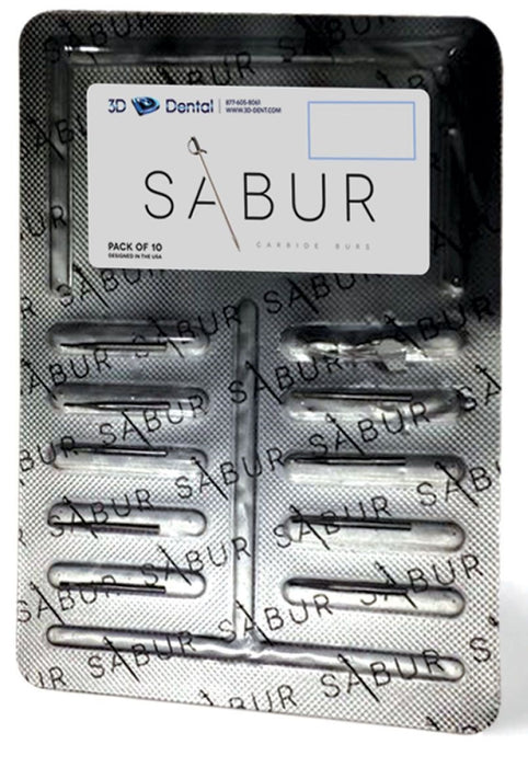 Sabur Carbide Burs FG Straight End Cross Cut Pkg/10