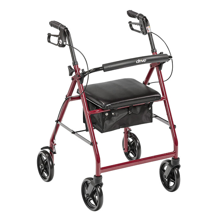 Drive Medical-R728RD 4 Wheel Rollator drive Red Adjustable Height / Folding Aluminum Frame