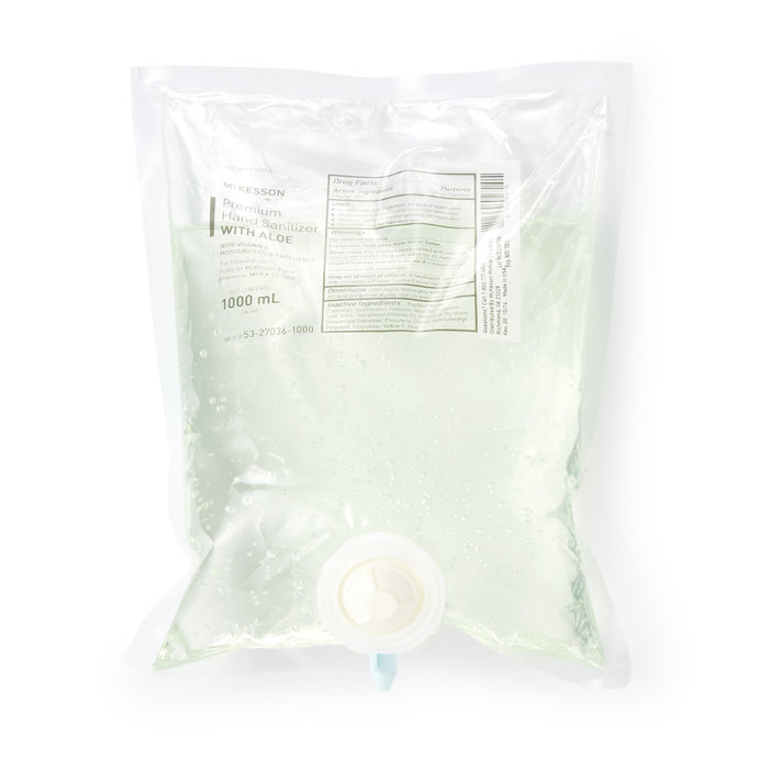McKesson-53-27036-1000 Hand Sanitizer with Aloe 1,000 mL Ethyl Alcohol Gel Dispenser Refill Bag