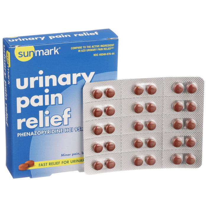 McKesson-49348007644 Urinary Pain Relief sunmark 95 mg Strength Phenazopyridine HCL Tablet 30 per Box