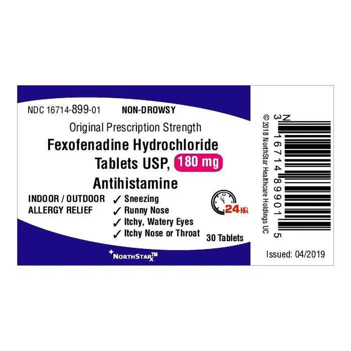 NorthStar Rx-16714089901 Allergy Relief NorthStar 180 mg Strength Tablet 30 per Bottle