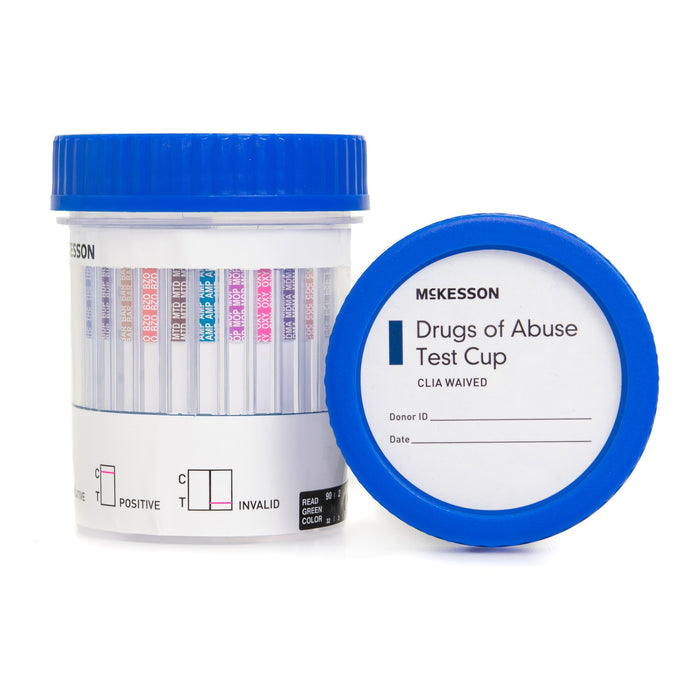 McKesson-16-6125A3 Drugs of Abuse Test 12-Drug Panel with Adulterants AMP, BAR, BUP, BZO, COC, mAMP/MET, MDMA, MOP300, MTD, OXY, PCP, THC (OX, pH, SG) Urine Sample 25 Tests CLIA Waived