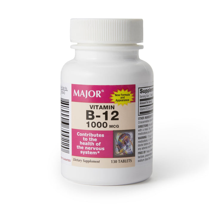Major Pharmaceuticals-10006070022 Vitamin Supplement Major Vitamin B12 1000 mcg Strength Tablet 130 per Bottle
