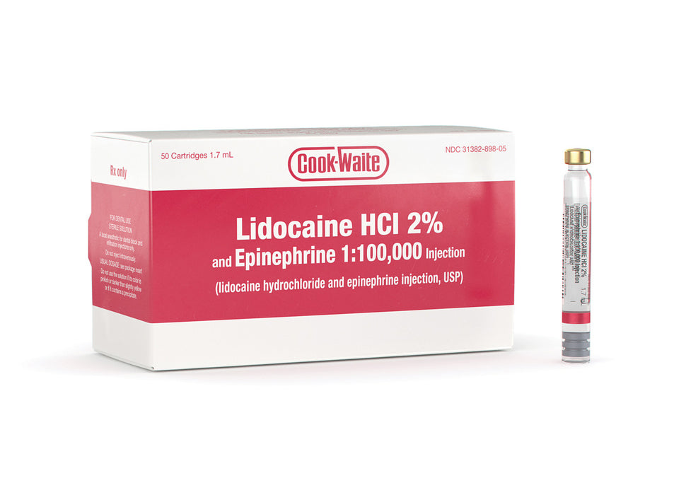 Lidocaine Cartridge 2% 1:100,000 with Epinephrine Box/50