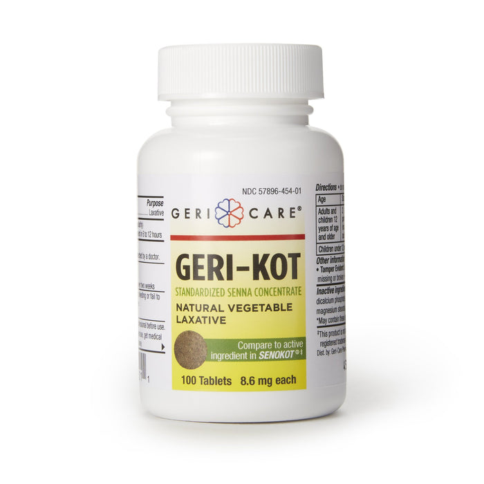 McKesson-60-451-01 Laxative Geri-Care Tablet 100 per Bottle 8.6 mg Strength Sennosides