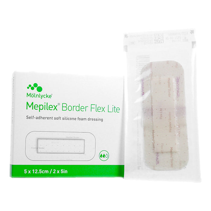 Molnlycke-581100 Silicone Foam Dressing Mepilex Border Flex Lite 2 X 5 Inch Rectangle Adhesive with Border Sterile