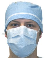 Aspen Surgical Products-15301 Procedure Mask FluidGard Anti-fog Foam Pleated Earloops One Size Fits Most Blue NonSterile ASTM Level 3 Adult