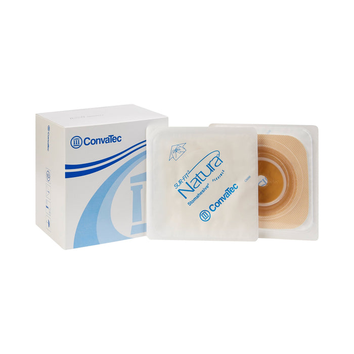 ConvaTec-125264 Ostomy Barrier Sur-Fit Natura Trim to Fit, Standard Wear Stomahesive Tan Tape 45 mm Flange Sur-Fit Natura System Hydrocolloid Up to 1 to 1-1/4 Inch Opening 4 X 4 Inch