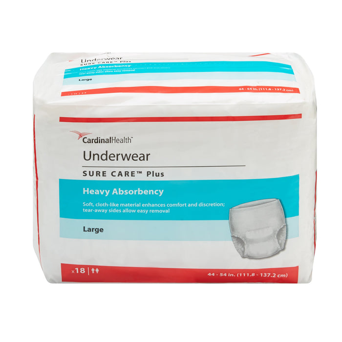 Cardinal-1615A Unisex Adult Absorbent Underwear Sure Care Plus Pull On with Tear Away Seams Large Disposable Heavy Absorbency