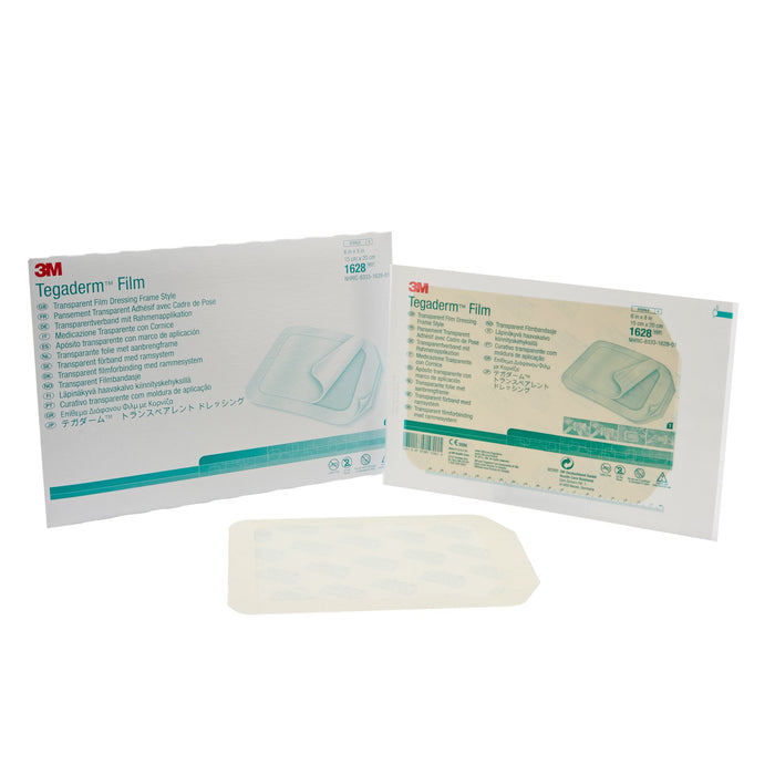 3M-1628 Transparent Film Dressing 3M Tegaderm Rectangle 6 X 8 Inch Frame Style Delivery Without Label Sterile