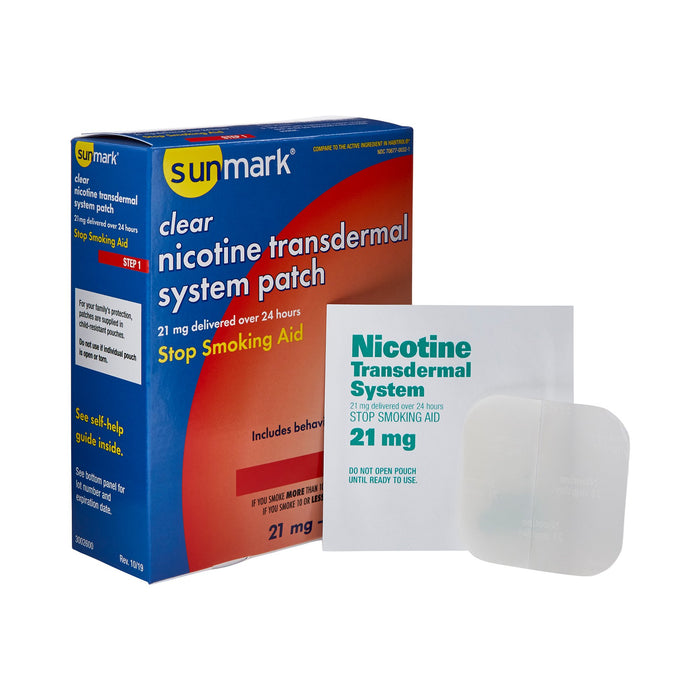 McKesson-70677003201 Stop Smoking Aid sunmark 21 mg Strength Transdermal Patch