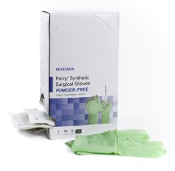 McKesson-20-2085N Surgical Glove Perry Performance Plus Size 8.5 Sterile Polyisoprene Standard Cuff Length Smooth Green Chemo Tested