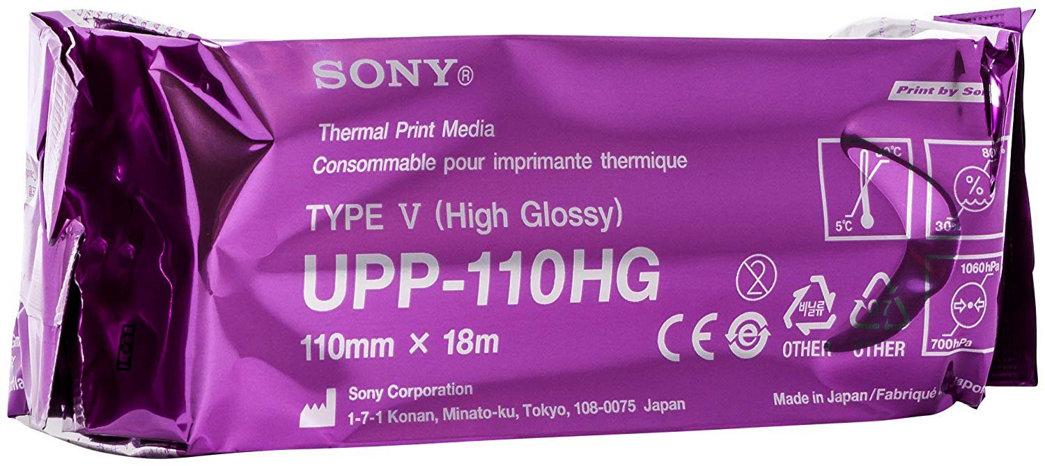 Cardinal-UPP-110HG- Media Recording Paper Sony High Gloss Thermal Print Paper 110 mm X 18 Meter Roll Without Grid