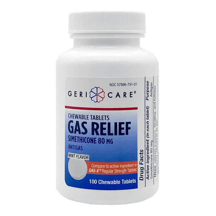 McKesson-791-01-GCP Gas Relief 80 mg Strength Chewable Tablet 100 per Bottle