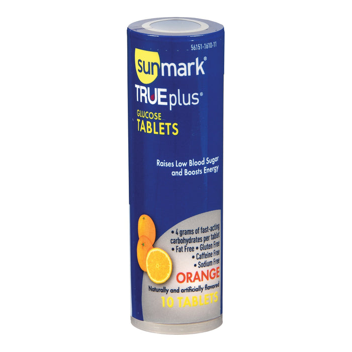 McKesson-56151161011 Glucose Supplement sunmark TRUEplus 10 per Bottle Chewable Tablet Orange Flavor