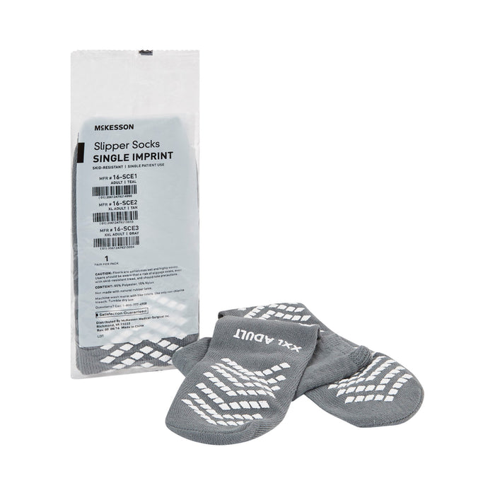 McKesson-16-SCE3 Slipper Socks 2X-Large Gray Above the Ankle