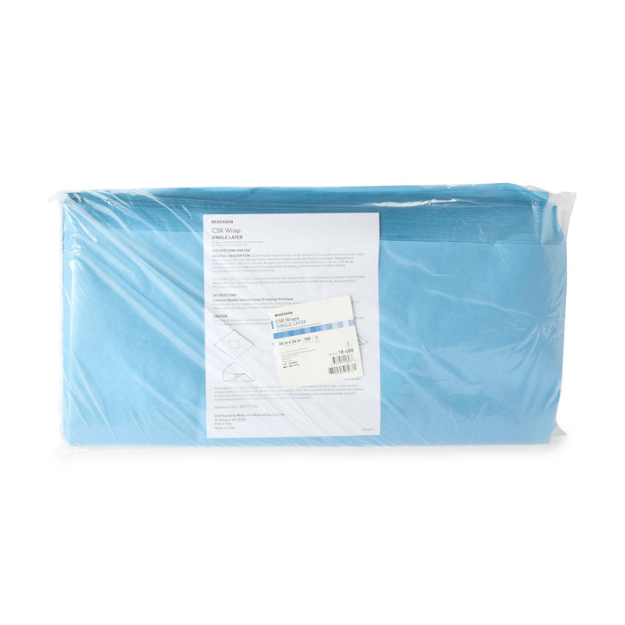 McKesson-18-488 Sterilization Wrap Blue 24 X 24 Inch Single Layer Cellulose Steam / EO Gas