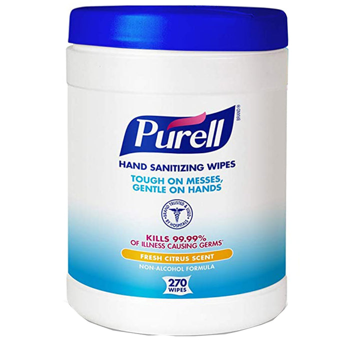 GOJO-9113-06 Hand Sanitizing Wipe Purell 270 Count BZK (Benzalkonium Chloride) Wipe Canister