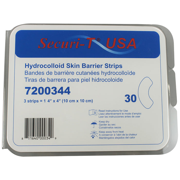 Securi-T-7200344 Skin Barrier Strip Securi-T Moldable, Standard Wear Adhesive Without Tape Without Flange Universal System Hydrocolloid 1/2 Arch