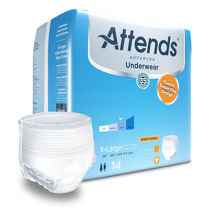 Attends Healthcare Products-APP0740 Unisex Adult Absorbent Underwear Attends Advanced Pull On with Tear Away Seams X-Large Disposable Heavy Absorbency