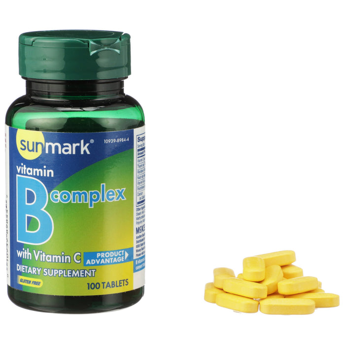 McKesson-01093989844 Multivitamin Supplement sunmark Vitamin B / Ascorbic Acid Tablet 100 per Bottle