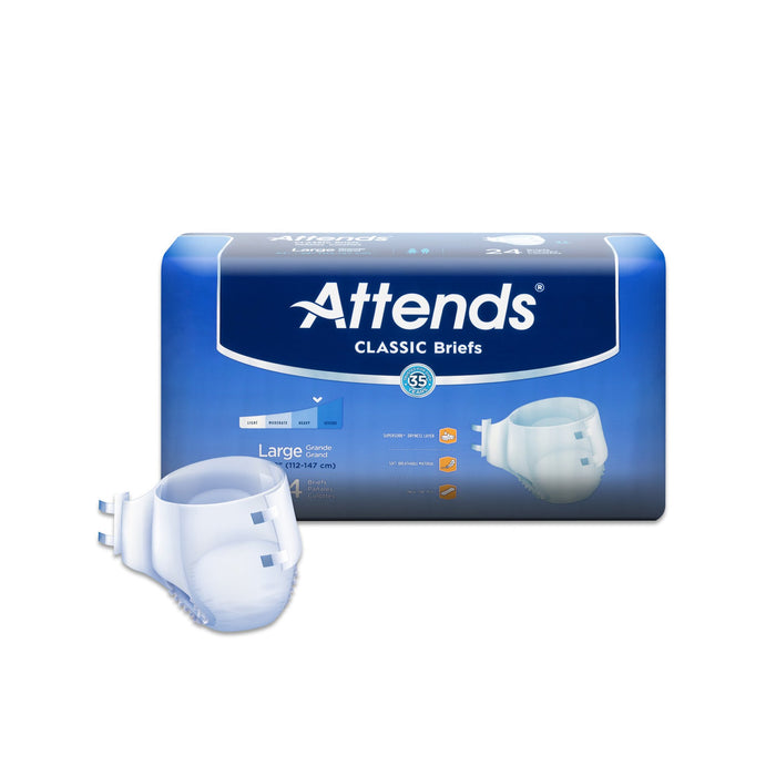 Attends Healthcare Products-BRB30 Unisex Adult Incontinence Brief Attends Classic Large Disposable Heavy Absorbency