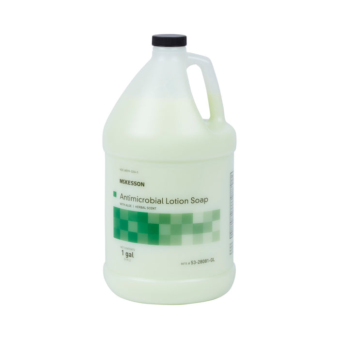 McKesson-53-28081-GL Antimicrobial Soap Lotion 1 gal. Jug Herbal Scent