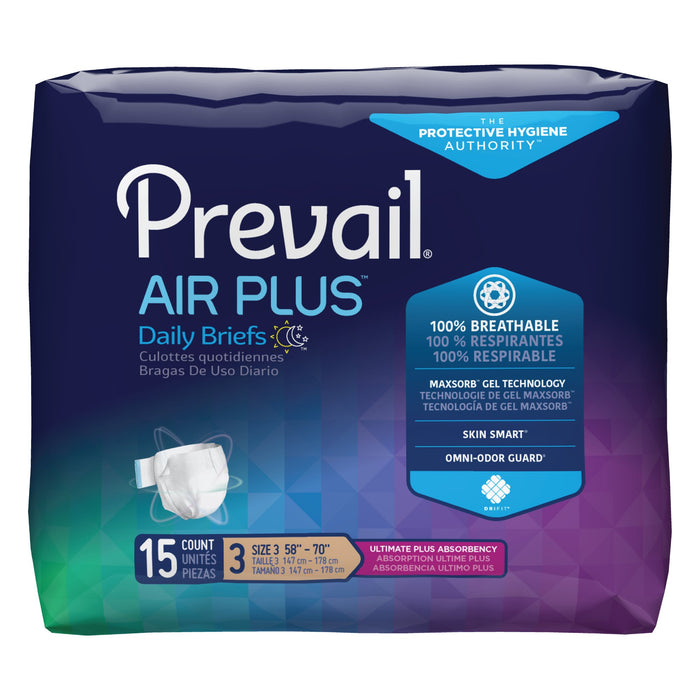 First Quality-PVBNG-014CA Unisex Adult Incontinence Brief Prevail Air Plus Size 3 Disposable Heavy Absorbency