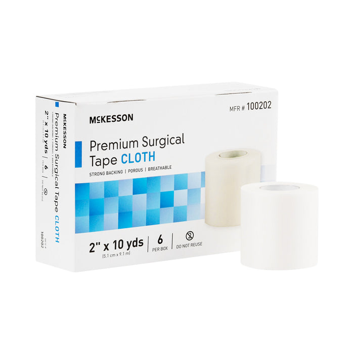 McKesson-100202 Medical Tape High Adhesion Silk-Like Cloth 2 Inch X 10 Yard White NonSterile