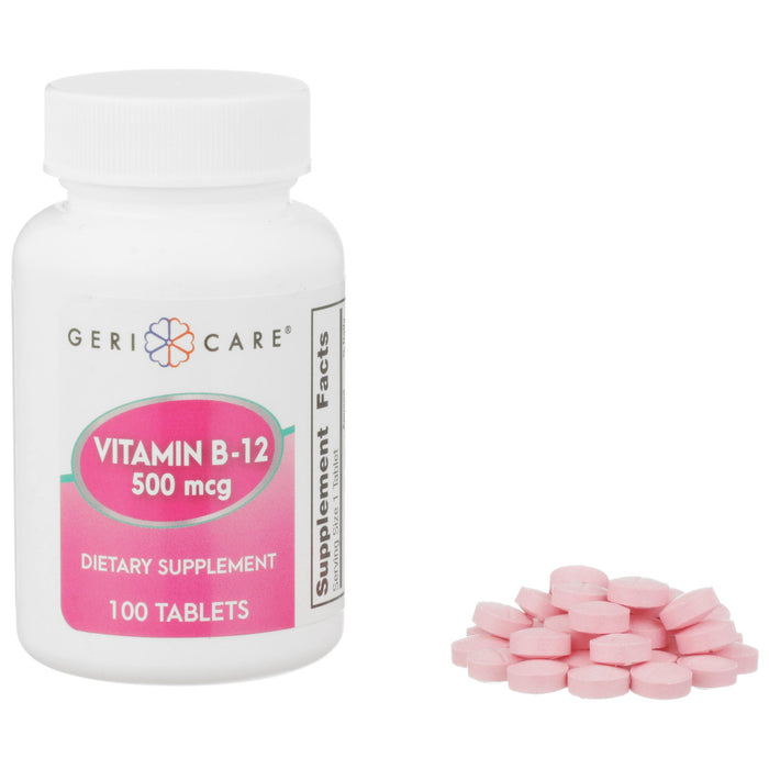McKesson-886-01 Vitamin Supplement Geri-Care Vitamin B12 500 mcg Strength Tablet 100 per Bottle