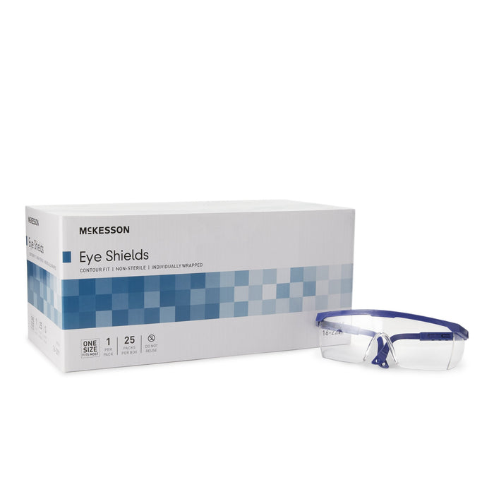 McKesson-16-2291 Protective Glasses Brand Side Shield Clear Tint Blue / Clear Frame Over Ear One Size Fits Most