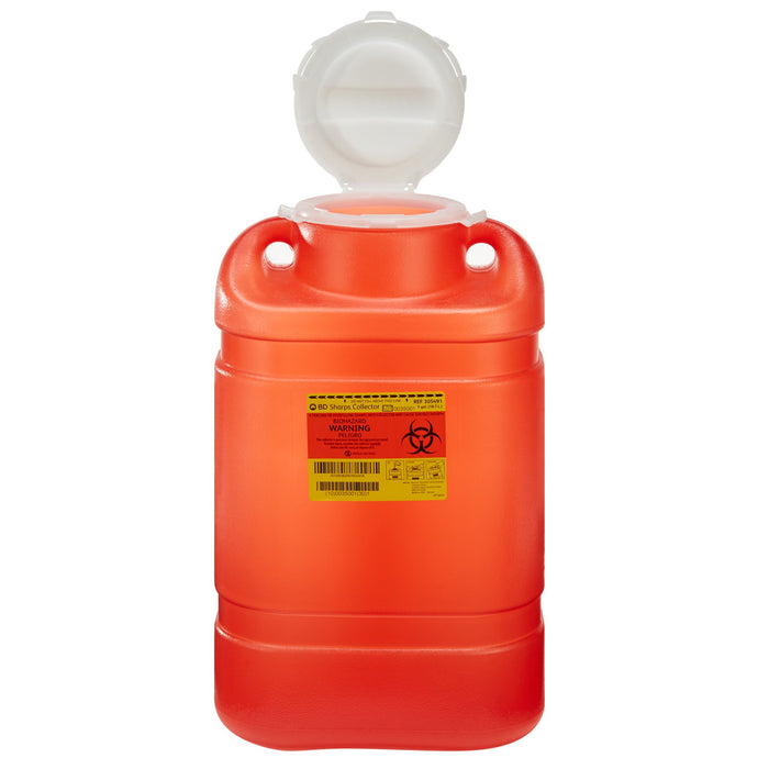 BD-305491 Sharps Container BD 18 H X 7-1/2 W X 10-1/2 D Inch 5 Gallon Red Base / White Lid Vertical Entry