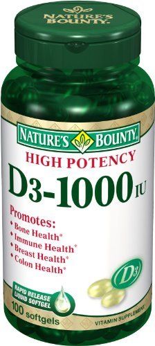 US Nutrition-07431215605 Vitamin Supplement Nature's Bounty Vitamin D 1000 IU Strength Softgel 100 per Bottle