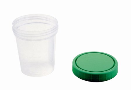 Amsino International-AS340 Specimen Container AMSure 120 mL (4 oz.) Screw Cap Patient Information Poly Bagged Sterile / Sterile Inside Only