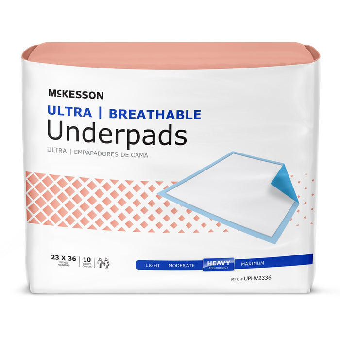 McKesson-UPHV2336 Low Air Loss Underpad Ultra Breathable 23 X 36 Inch Disposable Fluff / Polymer Heavy Absorbency