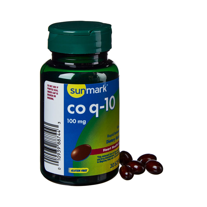 McKesson-01093988744 Vitamin Supplement sunmark Coenzyme Q-10 100 mg Strength Softgel 30 per Bottle