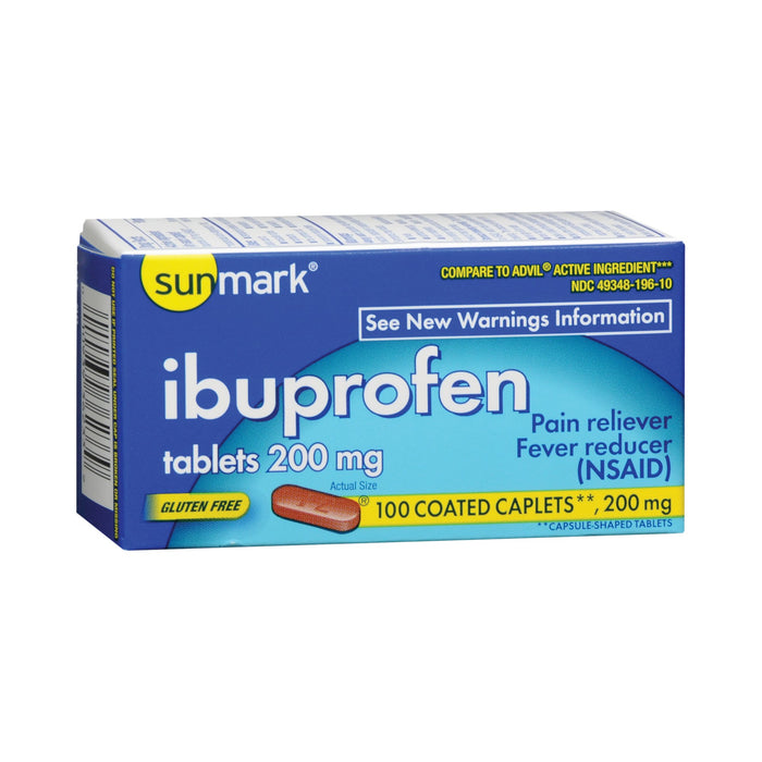 McKesson-49348019610 Pain Relief sunmark 200 mg Strength Ibuprofen Tablet 100 per Bottle
