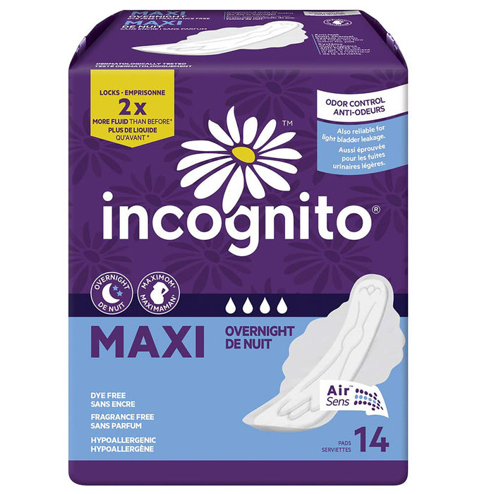 First Quality-10006608 Feminine Pad Incognito Maxi with Wings / Overnight Heavy Absorbency