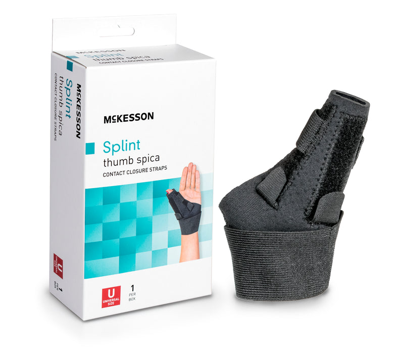 McKesson-155-BH82710 Thumb Splint Adult One Size Fits Most Hook and Loop Closure Left or Right Hand Black